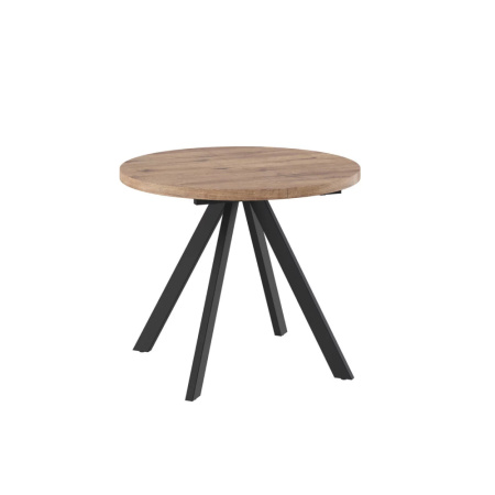 Стол RONDO-90, круглый раздвижной 90(125), ДУБ ВЕЛЛИНГТОН/ЧЕРНЫЙ) RONDO 90